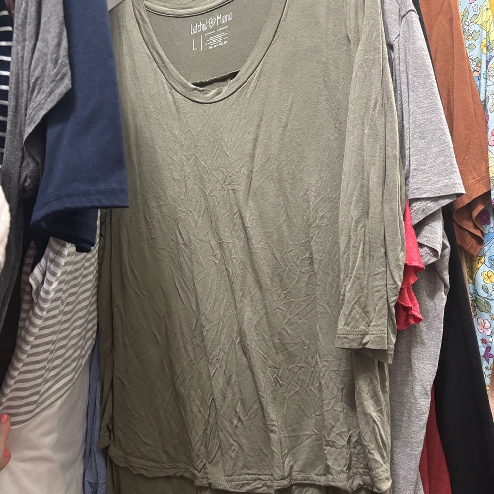Latched Mama Green 3/4 Sleeve nursing Tee